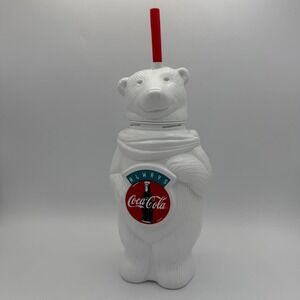 Coca Cola Polar Bear Plastic‎ Cup with Straw Always Coke Vintage 1990s Canada